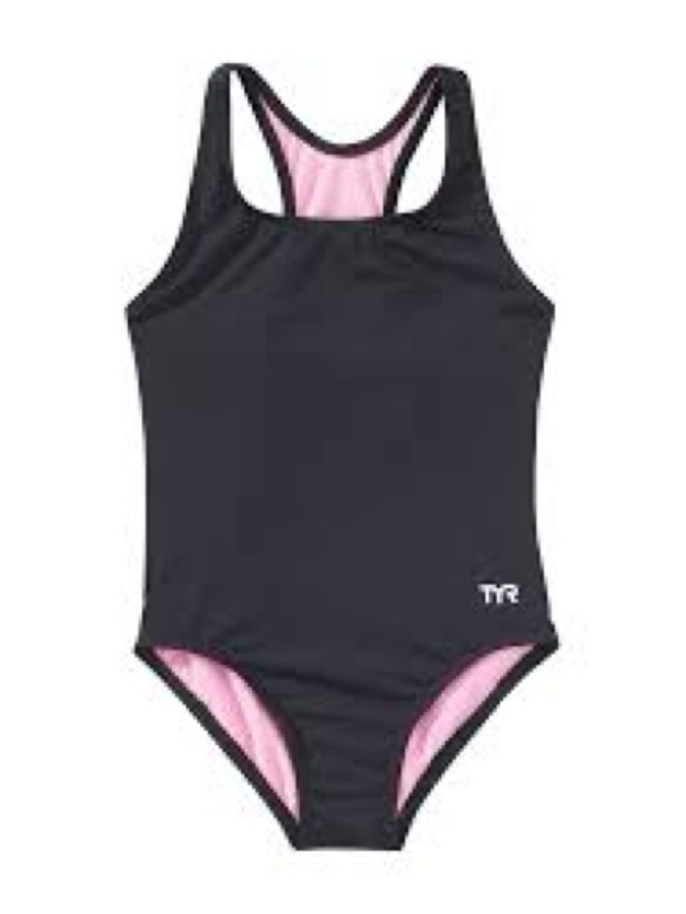 TYR Black One-Piece Swimsuit with Pink Interior